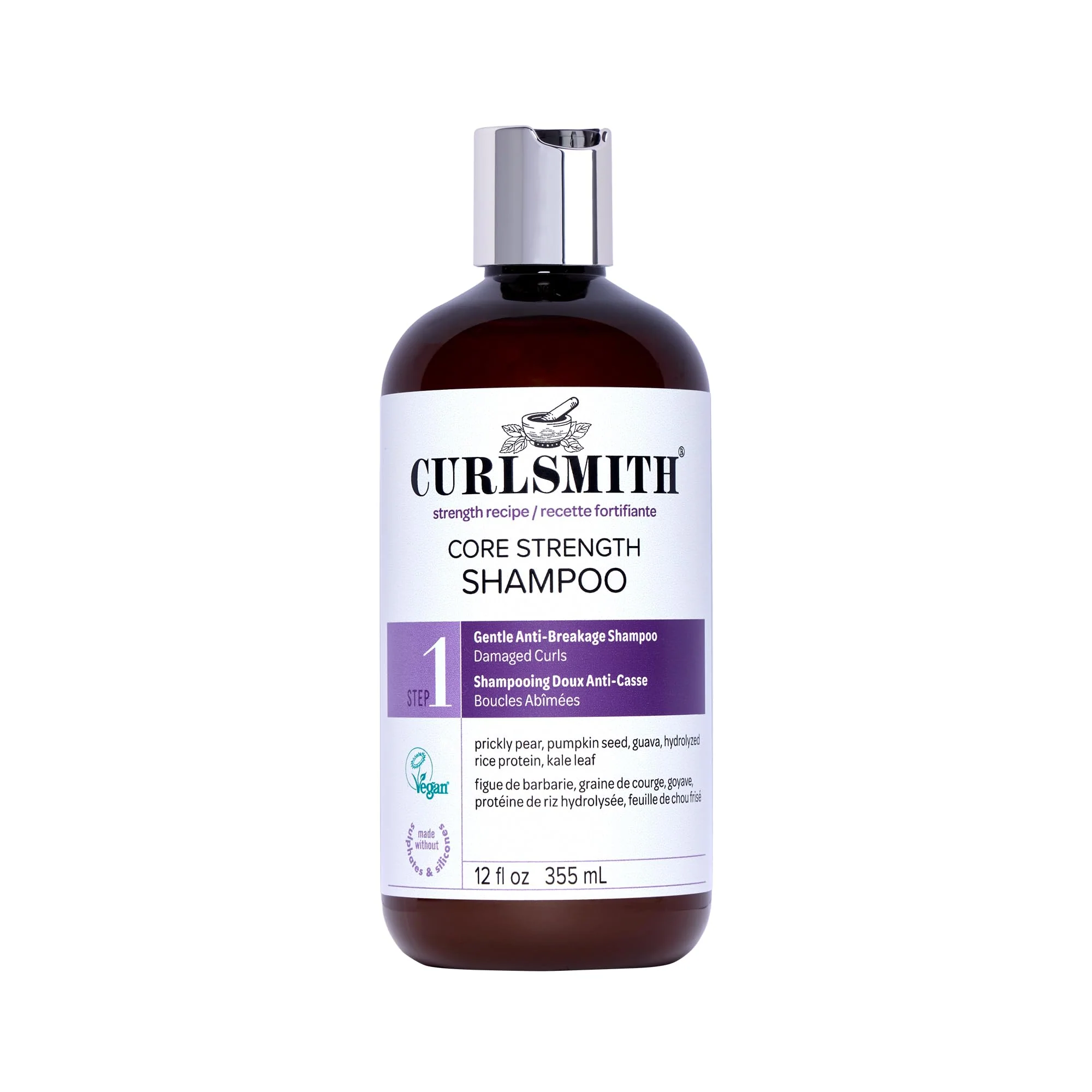 Premium CURLSMITH Core Strength Shampoo - Strengthening Shampoo for Curly Hair A Gentle Daily Cleanser for Weak Curls For All Curl Types Vegan Cruelty Proven
