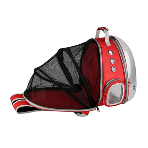 Next-Generation Maxbell Expandable Cat Carrier Clear Bubble Backpack for Sightseeing Outdoor Red Reusable