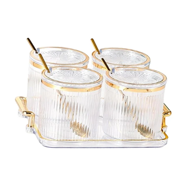 Breathable Maxbell 4Pcs Spice Bottle with Soon Seasoning Can Condiment for Kitchen Clear Fine