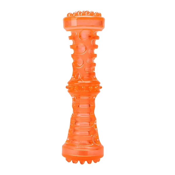 Maxbell Dog Chew Toys Teeth Cleaning Durable Squeaky Dog Toys Orange 18x5cm Relaxed
