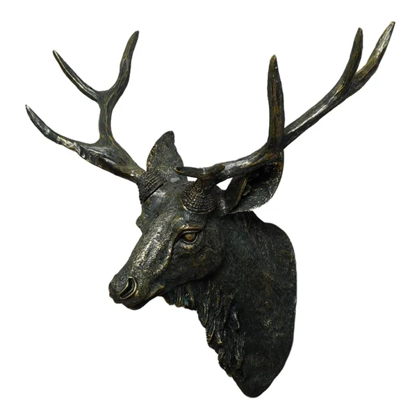Unique Maxbell 3D Deer Head Antlers Wall Art Statue Stickers Home Decoration Bronze Color Secure