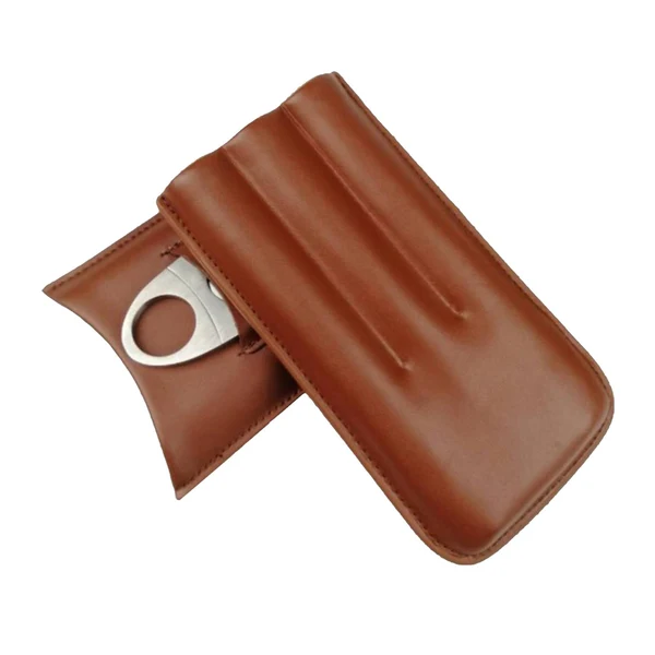 Efficient Maxbell Cattlehide Pocket Cigar Holder Storage Carrying Case Humidor W Cigar Cutter Crafted