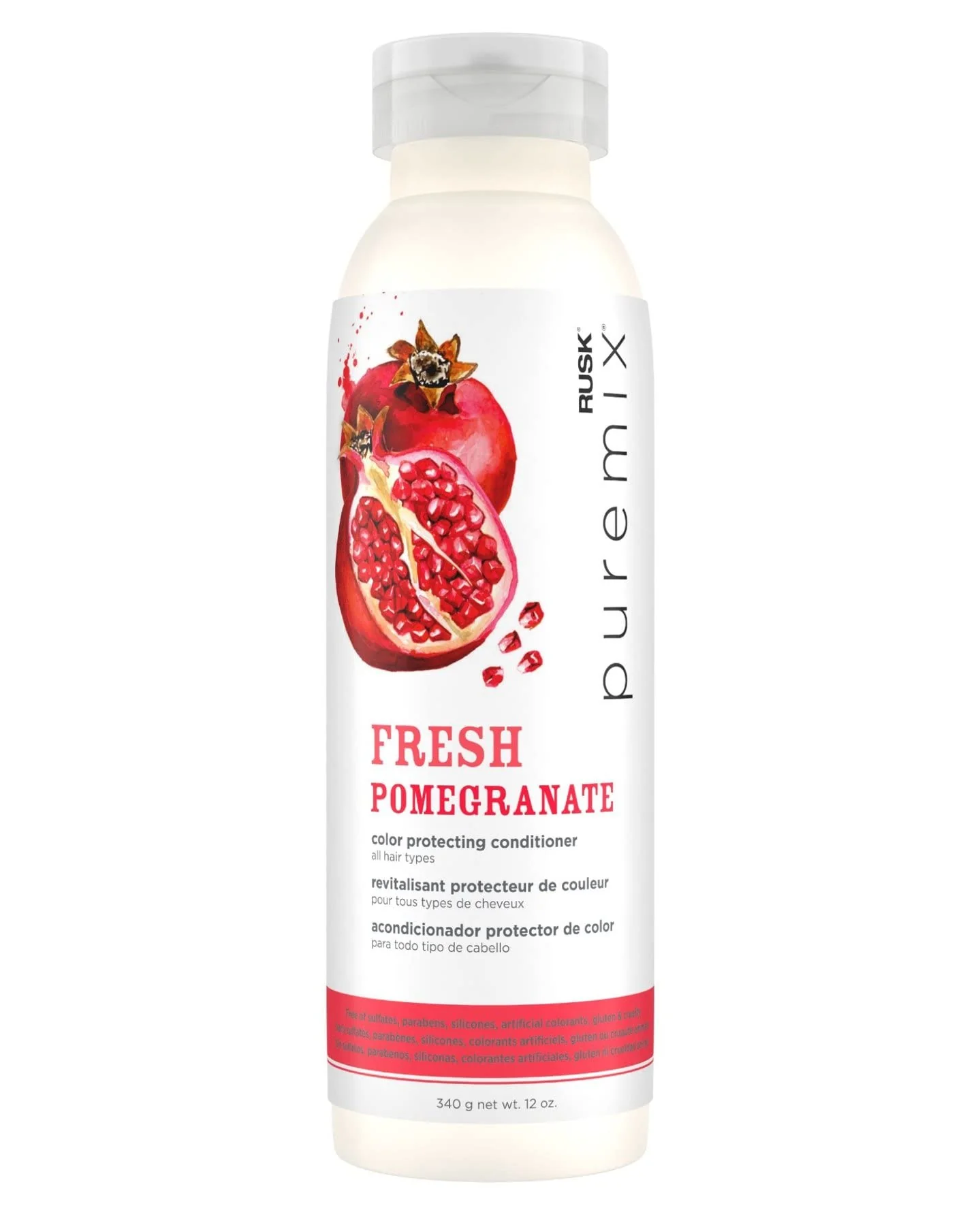 Durable RUSK Puremix Fresh Pomegranate Color Protecting Conditioner for All Hair Types Prolong Color Radiancy and Shine Reduces Dryness and Breakage Original Design