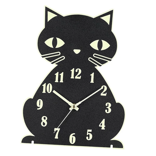 High-Performance Cat Wall Clock Luminous Decorative Non-Ticking Clocks Hotel Home Wall Decor Classic