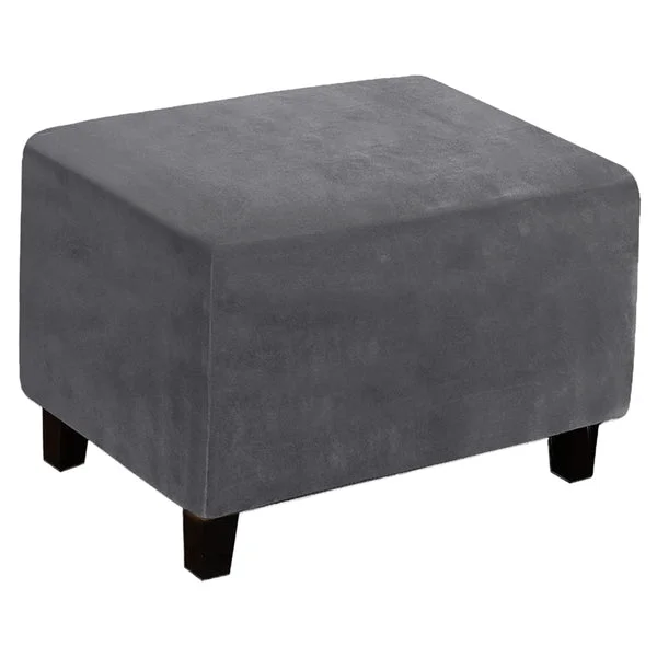 Premium Maxbell Footrest Slipcover Stretch Velvet Dustproof Accessories Living Room Flexible Gray Classic