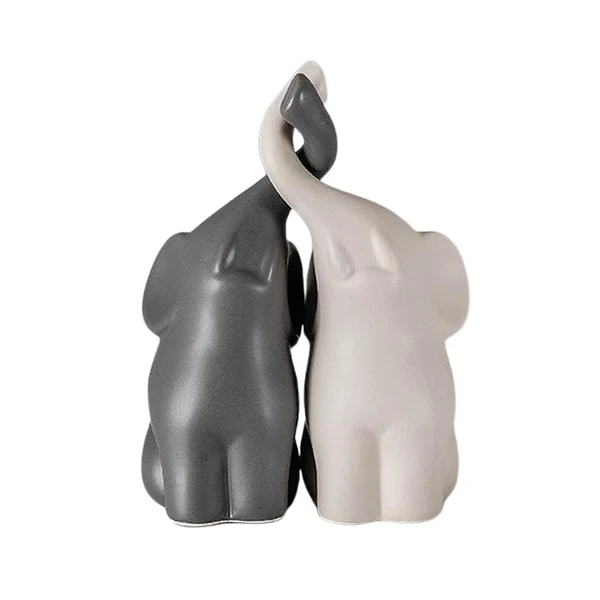 Secure Maxbell Gray White Elephant Ceramic Figurines Standing Art Handicraft Home Decor M Responsible