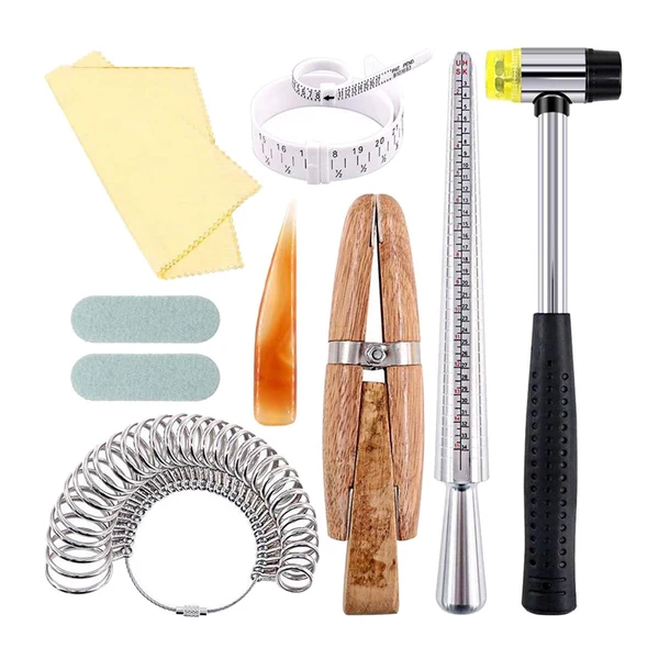 Comfortable Maxbell 12 Pieces Jewelry Making Tool Measuring Stick Mandrel Ring Sizer Gauge Kit Reusable