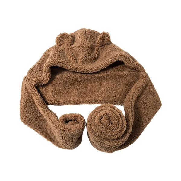 Genuine Maxbell Women Fashion Hat Scarf Set Winter Warm Casual Cute Bear Ear Hat Long Scarf Brown Minimalist