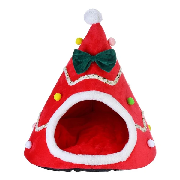 Reliable Maxbell Keep Warm Cat House Gifts Habitats Tent Cave for Outdoor Christmas Cat Red S Luxury