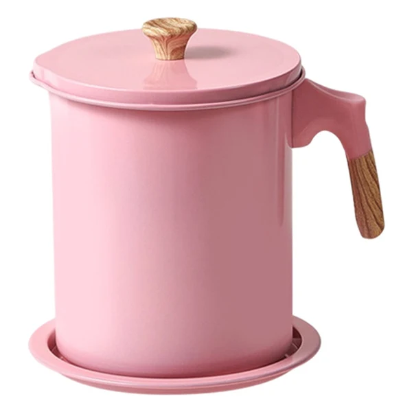 Reliable Maxbell Oil Filter Pot Handle Stainless Steel Strainer for Cooking 1.4L Pink Minimalist