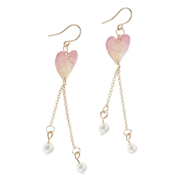 Fine Maxbell 2pcs Women Fashion Dried Flower Dangle Earrings Pearl Beaded Earbob Pink Authentic