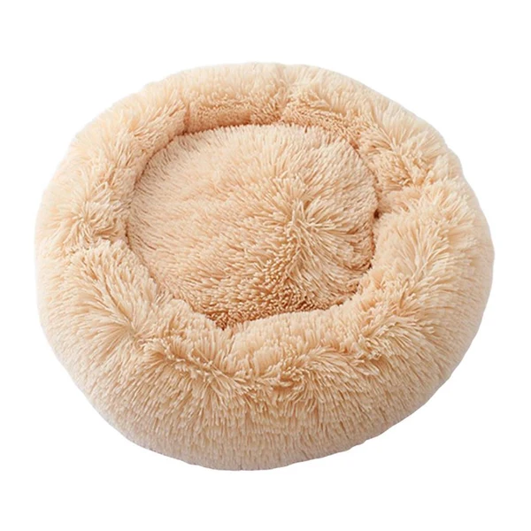 Efficient Maxbell Donut Cat Bed Faux Fur Dog Bed Indoor Round Pet Bed Cushion Champagne S Carefully Designed
