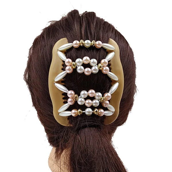 Environmentally Friendly Maxbell Womens Beaded Pearls Elastic Hair Clips Stretchy Double Hair Combs Superior
