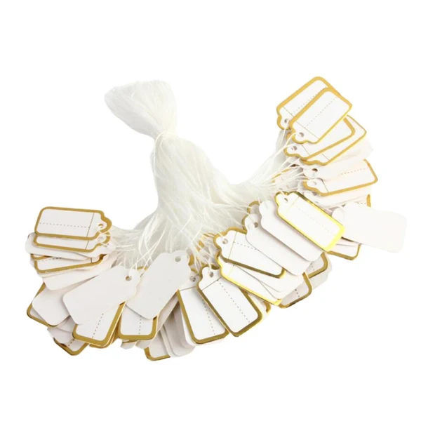 Flexible Maxbell Jewellery Ring Labels Price Tags Tie On White Strung Price Tags Golden Organic