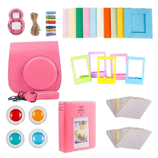 Powerful Maxbell For Fujifilm Instax Mini 9 Camera PU Case Filter Close up Lens Gift Set flamingo pink Innovative