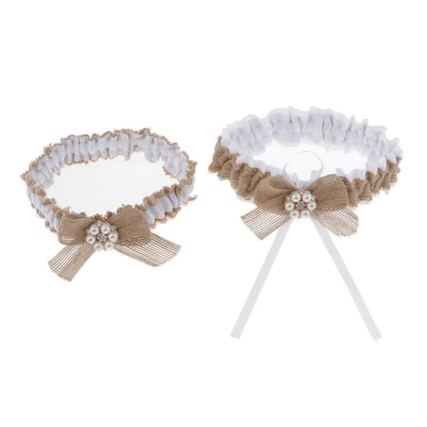 First-Class Maxbell 2 Piece Womens Lace Flower Leg Garter Belt Rings Brown High-Quality