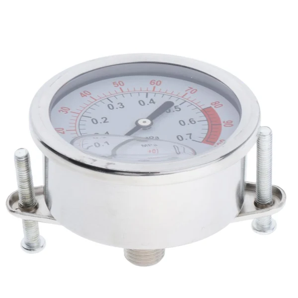 Lightweight Maxbell Pressure Gauge Stainless Steel Case Liquid Filled Back Mount 0-100psi Modern