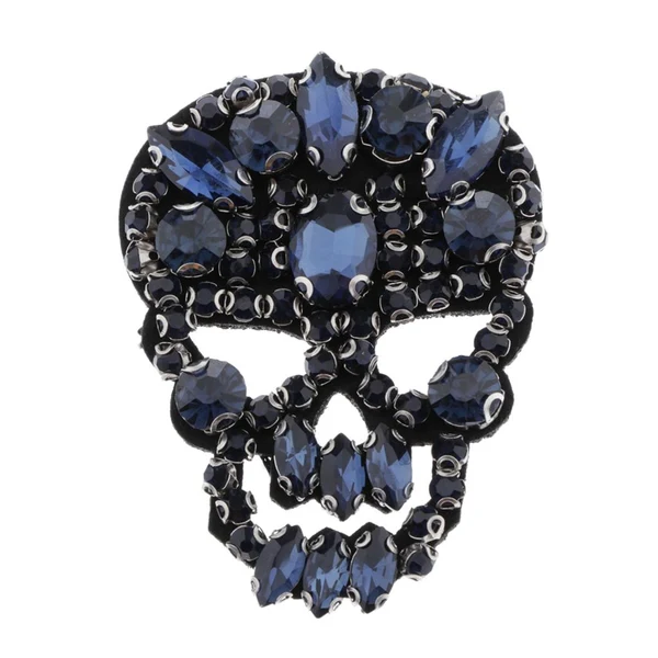 Premium Material Maxbell Skull Head Shaped Rhinestone Applique Patch DIY Sewing Embellishments Blue Long-Lasting