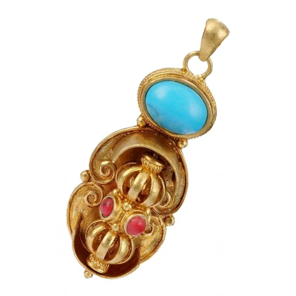 Powerful Maxbell Tibetan Buddhist Lama Antique Rotating Vajra Pestle Amulet Pendant Brass High-Performance