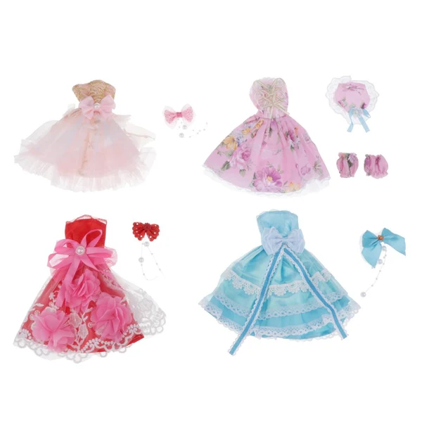 Solid Maxbell Pretty Fashion Princess Doll Tee Dress Clothes Suit Set Fit for 14inch Dolls First-Class