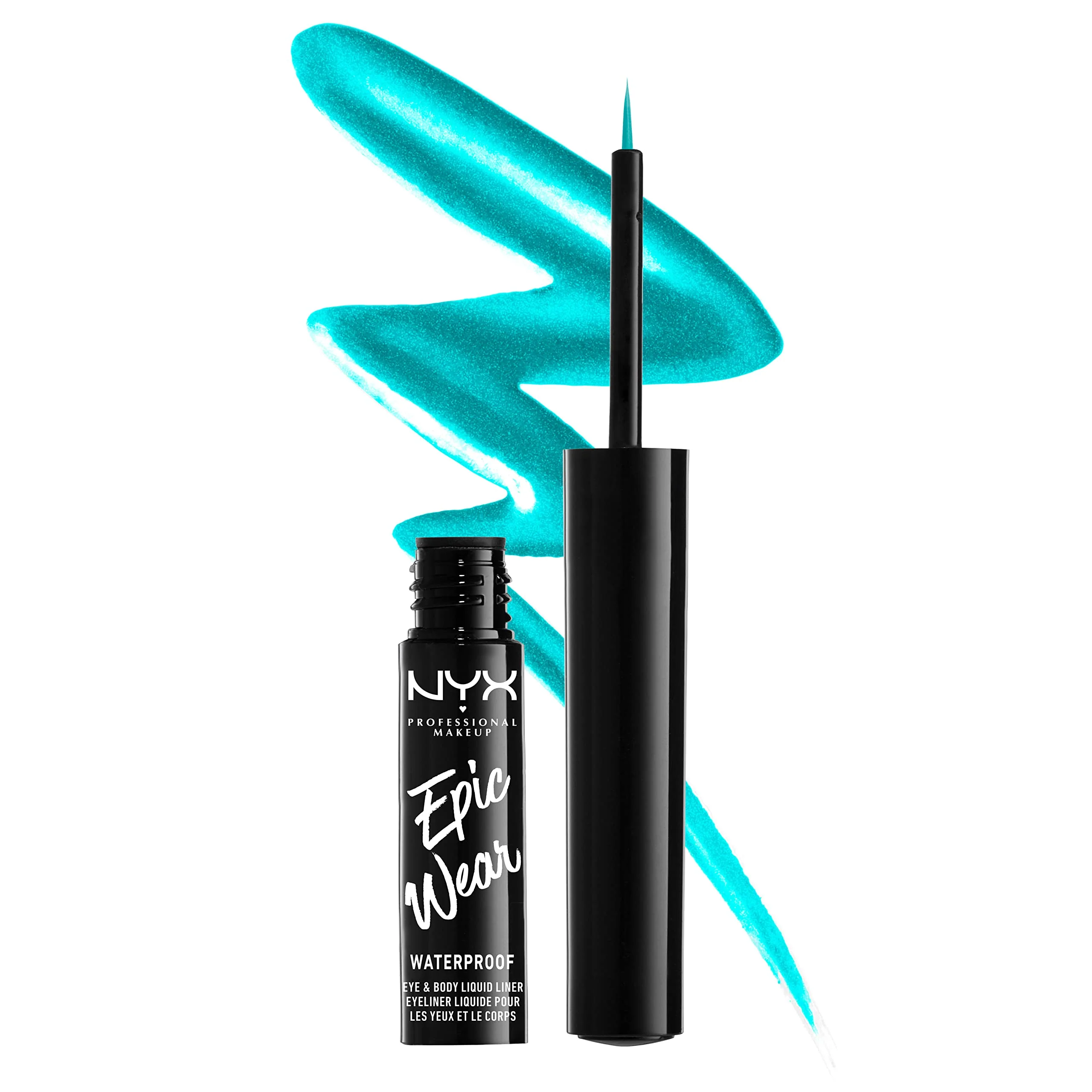 Safe NYX Professional Makeup Epic Wear Metallic Liquid Liner Long-Lasting Waterproof Eyeliner - Teal Metal Enhanced