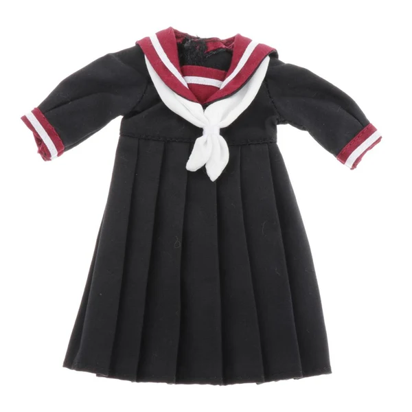 Detailed Maxbell Lovely Doll Mini School Uniform Dress Clothes for 1 6 Girl Dolls Black Stylish