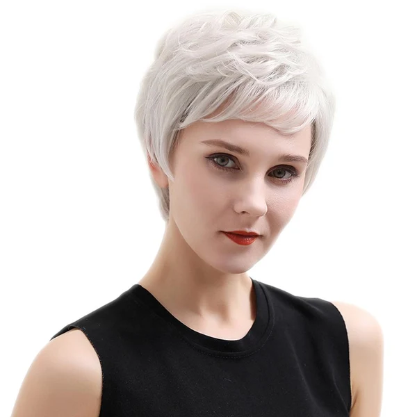 Solid Maxbell 8 Short Curly Pixie Cut Natural Wigs Women Human Hair Full Wigs with Bangs Certified