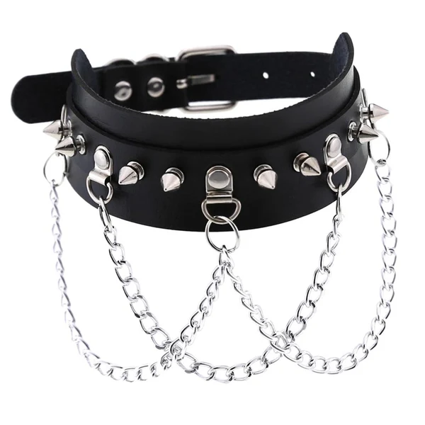 Advanced Maxbell Gothic Pu Leather Choker Women Spike Metal Chain Necklace Punk Jewelry Black Effective