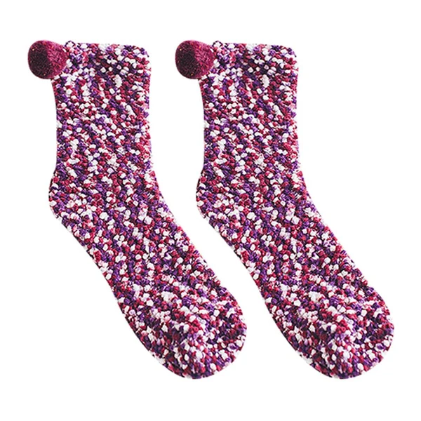 Reliable Maxbell 1Pair Winter Cotton Socks Coral Fleece Stockings Causal Crew Socks Purple Practical