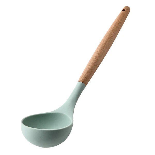 Quality Maxbell Silicone Non Stick Kitchen Cooking Utensil Set Wooden Handle Soup Spoon Crafted