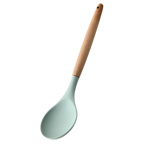 Sustainable Maxbell Silicone Non Stick Kitchen Cooking Utensil Set Wooden Handle Spoon Innovative