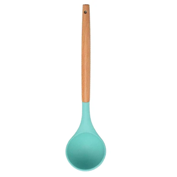 Green Maxbell Kitchenware Silicone Cooking Utensil with Wood Handle For Kitchen Type 3 Certified
