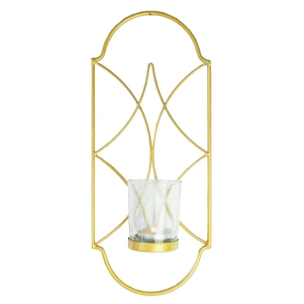 Smooth Maxbell Wall Mounted Candlestick Metal Wire Candle Holder Votive Church Lamp Golden Sophisticated