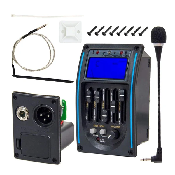 Quality Maxbell EQ 5-band Acoustic Guitar Piezo Pickup Preamp Tuner System with LCD Screen Original