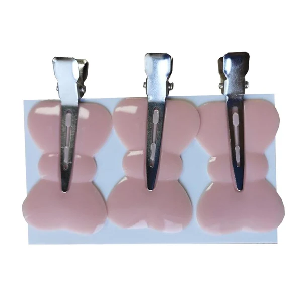 Trendy Maxbell 4Pcs No Bend Seamless Curl Pin Hair Clips Clamps for Makeup Hairstyling Butterfly Pink Stylish