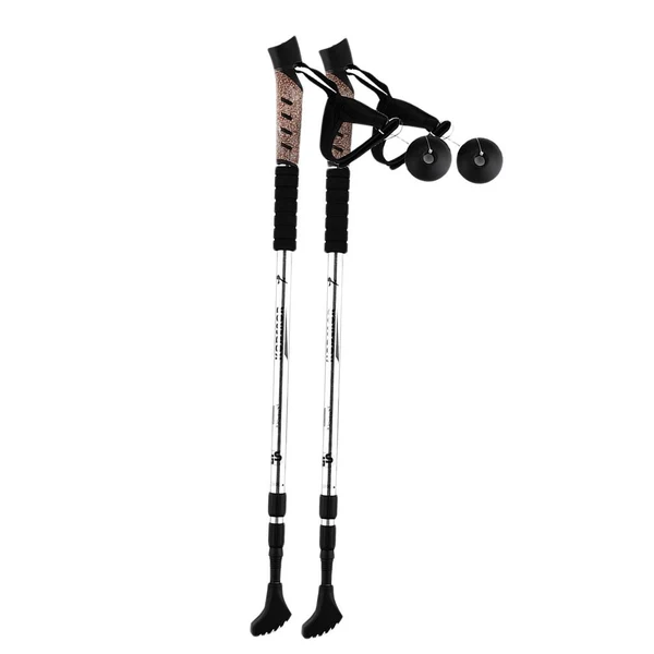 Enhanced Maxbell 2pcs Folding Trekking Walking Hiking Sticks Poles Camping Cane Bag Silver Outstanding