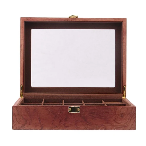 Genuine Maxbell Watch Box Wooden Display Case Organizer 12 Slot Rosewood Grain Top-Quality