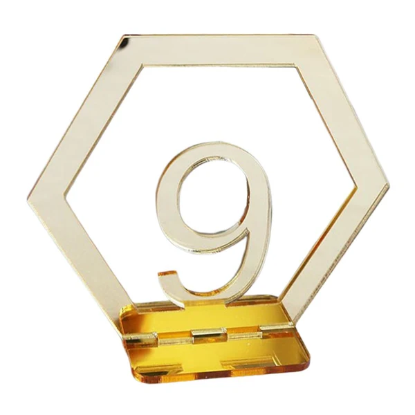 Fashionable Maxbell Acrylic Wedding Table Numbers Hexagon Shape with Holder Base Table Decor 9 Elegant