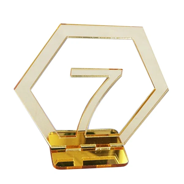 Durable Maxbell Acrylic Wedding Table Numbers Hexagon Shape with Holder Base Table Decor 7 High-Quality