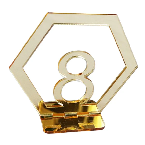 Top-Quality Maxbell Acrylic Wedding Table Numbers Hexagon Shape with Holder Base Table Decor 8 Authentic