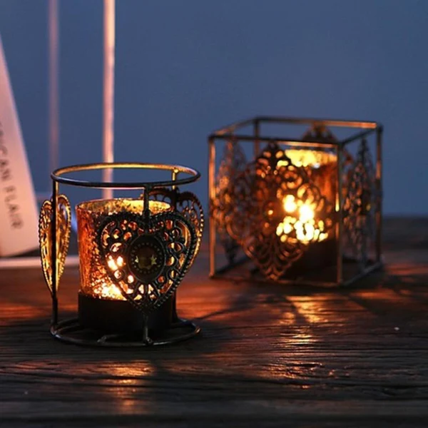 Genuine Maxbell Maxbell Vintage Wrought Iron Tea Light Candle Holder for Wedding Christmas Decor B Trendy
