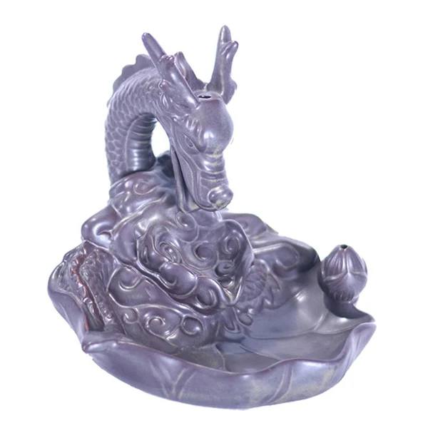 Contemporary Maxbell Ceramic Backflow Incense Burner Dragon Incense Holder Buddhist Censer Optimized