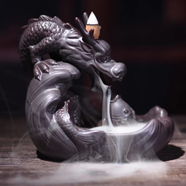Sustainable Maxbell Ceramic Backflow Incense Burner Home Decor Dragon Cones Holder Censer a Professional