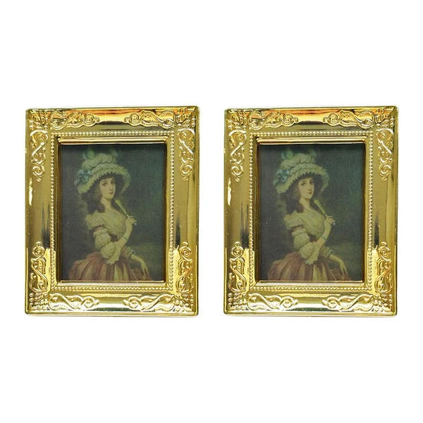 Innovative Maxbell 2pcs 1 12 Dollhouse Gold Picture Frame Decor Accessories Lady Original