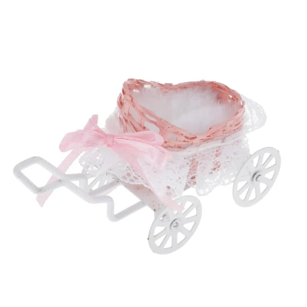 Elegant Maxbell 1 12 Dollhouse Minaiture Metal Cart for Room Furniture Accessory Pink Long-Lasting