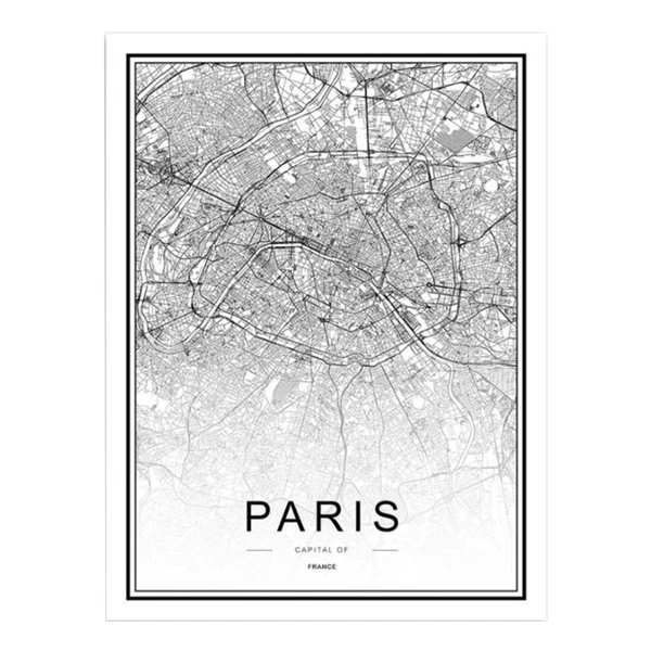 Premium Material Maxbell Nordic World City Map Poster Art Canvas Painting Home Decor 8 30x40cm Functional