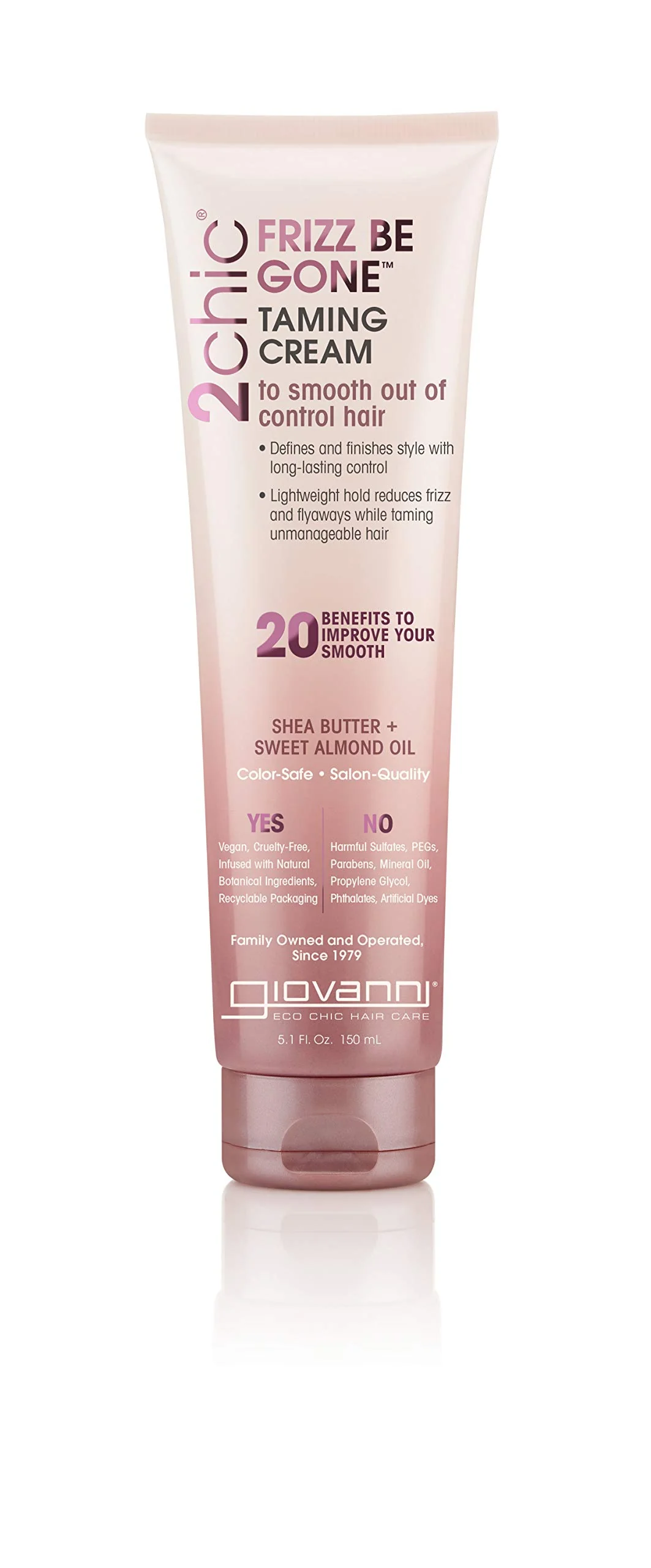 Exceptional Giovanni 2chic Frizz Be Gone Taming Cream - Natural Hair Smoothing Formula with Shea Butter Sweet Almond Oil Macadamia Color Safe Vegan - 5.1 oz. High-Grade