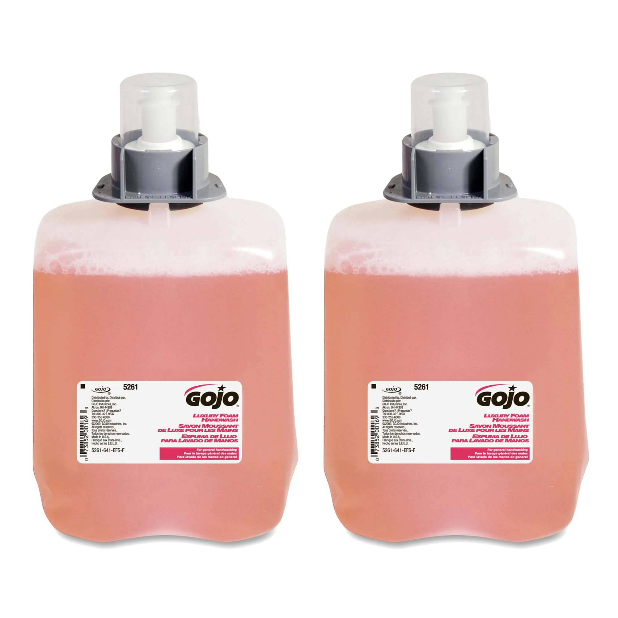High-Quality GOJO Luxury Foam Handwash Cranberry Fragrance EcoLogo 2000 mL Hand Soap Refill FMX-20 Push-Style Soap Dispenser Pack of 2 - 5261-02 Natural