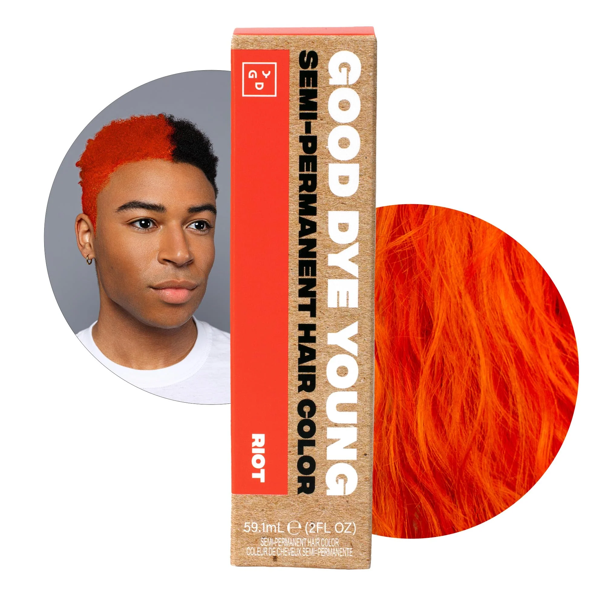 Verified Good Dye Young Streaks and Strands Semi Permanent Hair Dye Riot Orange - UV Protective Temporary Hair Color Lasts 15-24 Washes - Conditioning Stylish