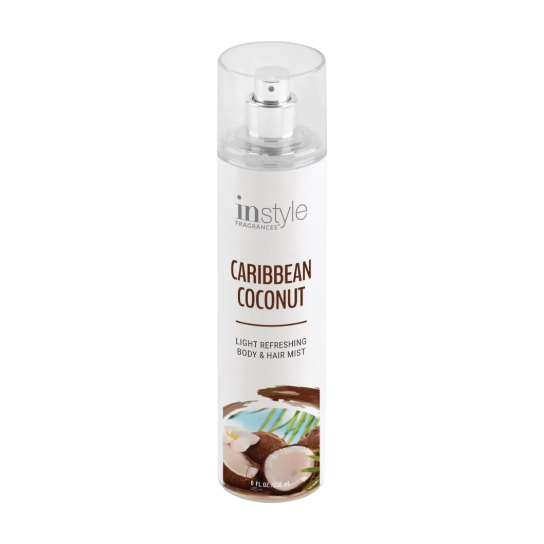 Quality Instyle Fragrances Light Refreshing Body Hair Mist Caribbean Coconut Premium Women s Body Spray Infused with Panthenol CLEAN Vegan Safe